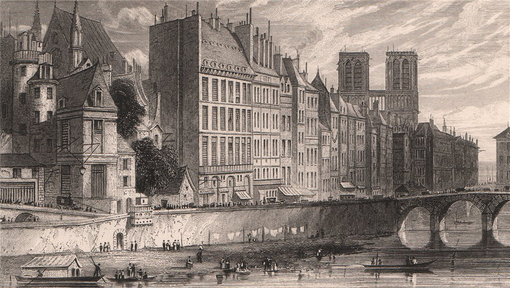 PARIS. Quai des Orfevres. BICKNELL 1845 old antique vintage print picture